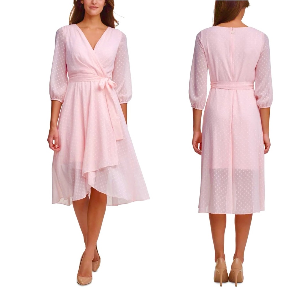 Tommy Hilfiger Pale Pink Asymmetrical Wrap Dress - Picture 3 of 12